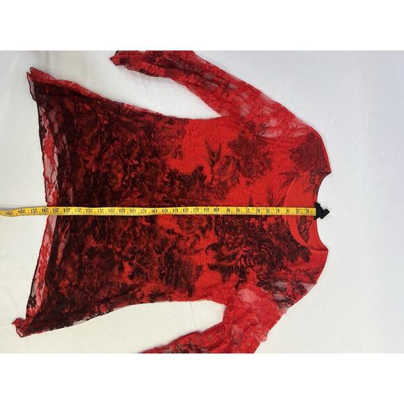 Elegant Vintage Brittany Black Red Lace Women's Top Size M Wimsigoth Romantic - Picture 12 of 13